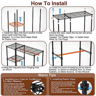 4-Tier Heavy Duty Garment Rack with Wheels 3 Rods & 6 Footrests