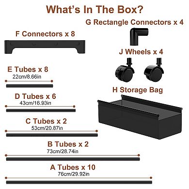Double Rod Garment Rack with Shelves, Lockable Wheels & Storage Bag
