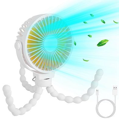 Rechargeable Stroller & Desk Fan Clip-On, Flexible, 3 Speeds
