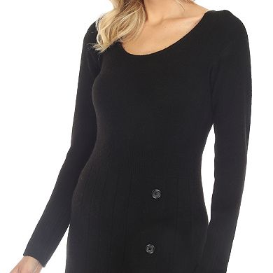 Women's Crew Neck Fit and Flare Sweater Midi Dress