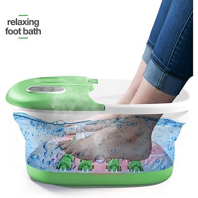 Collapsible Foot Spa with Heat, Jets & Remote Foot Massager with Bubbles, Vibration & Pumice
