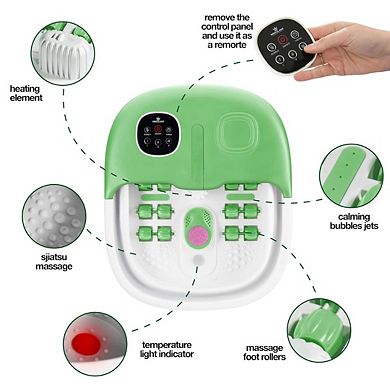 Collapsible Foot Spa with Heat, Jets & Remote Foot Massager with Bubbles, Vibration & Pumice