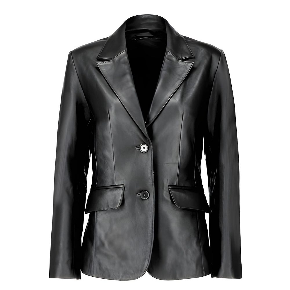 Classic Lambskin Leather Blazer for Women Casual Suit Style Jacket