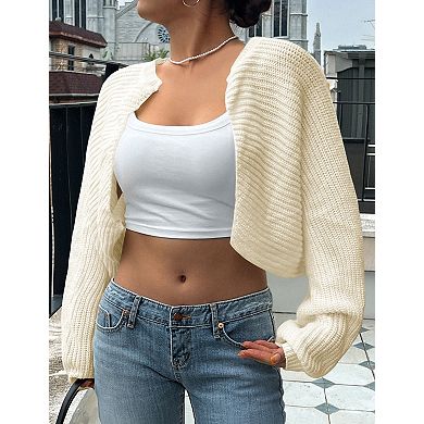 Women's Shrug Sweaters Long Sleeve Open Front Cropped Cardigan Sweater