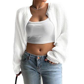 Women's Shrug Sweaters Long Sleeve Open Front Cropped Cardigan Sweater