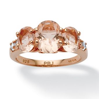 PalmBeach Jewelry 2.82 TCW Simulated Pink Morganite CZ 18k Rose Gold-Plated Sterling Silver Ring