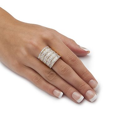 PalmBeach Jewelry 6.26 TCW Baguette and Round Cubic Zirconia Gold-Plated Channel Ring