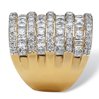 PalmBeach Jewelry 6.26 TCW Baguette and Round Cubic Zirconia Gold-Plated Channel Ring