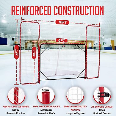 Zealfeel Hockey Net with Backstop 10x6FT, Pro Goal Set with Targets, Heavy-Duty Steel Frame