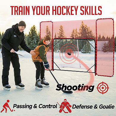 Zealfeel Hockey Net with Backstop 10x6FT, Pro Goal Set with Targets, Heavy-Duty Steel Frame