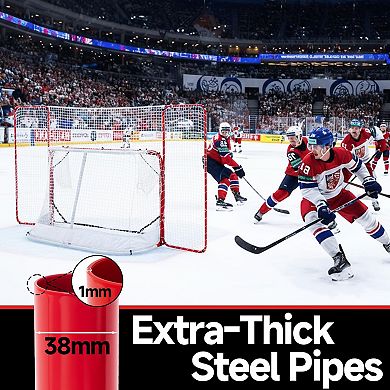 Zealfeel Hockey Net with Backstop 10x6FT, Pro Goal Set with Targets, Heavy-Duty Steel Frame