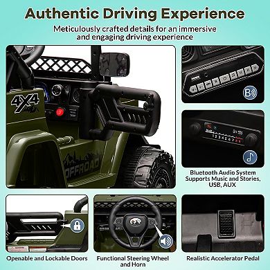 12V 2-Seater Kids Ride-On Truck w/Remote, 5MPH Max, LED Lights, Music, Electric Car for Ages 38