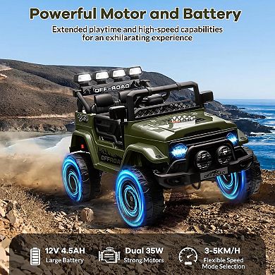 12V 2-Seater Kids Ride-On Truck w/Remote, 5MPH Max, LED Lights, Music, Electric Car for Ages 38