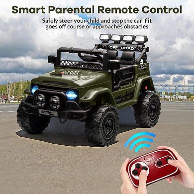 12V 2-Seater Kids Ride-On Truck w/Remote, 5MPH Max, LED Lights, Music, Electric Car for Ages 38