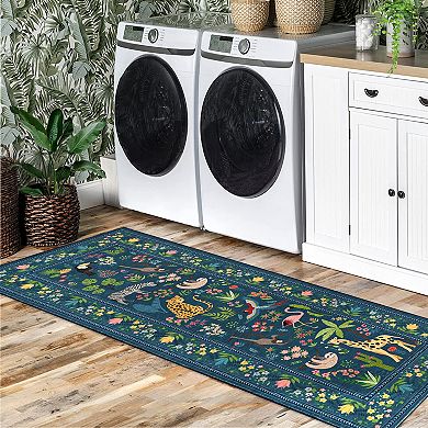 Washable Animal Bird Area Rugs, Soft Modern Forest Jungel Runners Carpet for Living Room Hallway