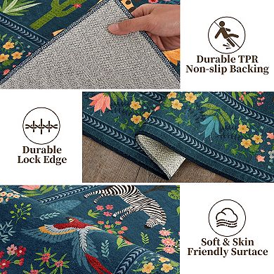 Washable Animal Bird Area Rugs, Soft Modern Forest Jungel Runners Carpet for Living Room Hallway