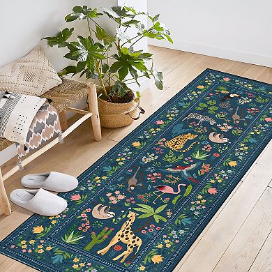 Washable Animal Bird Area Rugs, Soft Modern Forest Jungel Runners Carpet for Living Room Hallway