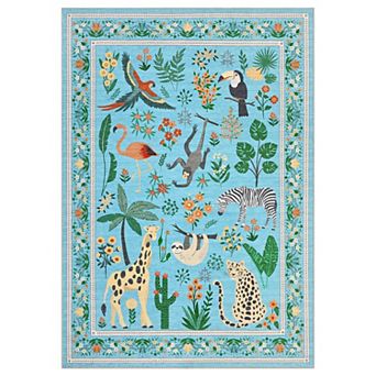 Washable Animal Bird Area Rugs, Soft Modern Forest Jungel Runners Carpet for Living Room Hallway
