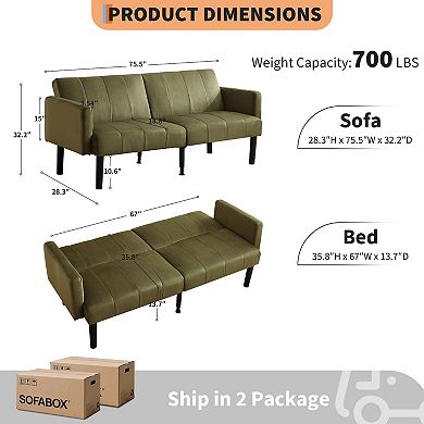 IDEALHOUSE 3-in-1 Convertible Sofa Bed