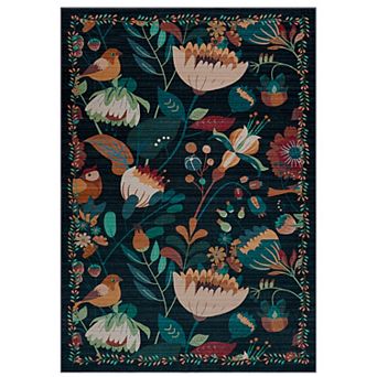 Boho Bird Floral Area Rugs, Washable Jungle Vintage Runners Carpet for Living Room Nursery Hallway