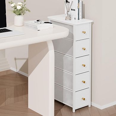 Space-Saving Narrow Cabinet: 5-Drawer Slim Design for Small Spaces - Bathroom, Bedroom, Entryway