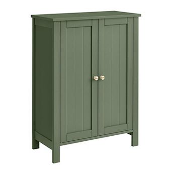 Space-Saving Freestanding Storage Cabinet with 2 Adjustable Shelves - Green