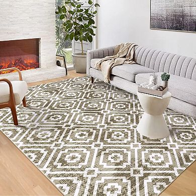 IDEALHOUSE Washable Geometric Rug