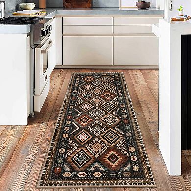 Modern Boho Area Rugs, Washable Origintal Floral Carpet Runners for Living Room Nursery Hallway