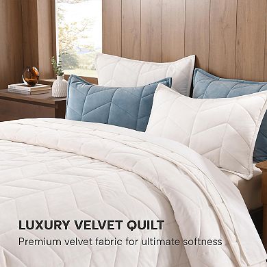 Luxurious Herringbone Velvet Bedspread Set - Soft, Breathable, OEKO-TEX Certified