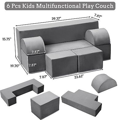 IDEALHOUSE 6-Piece Kids Play Couch