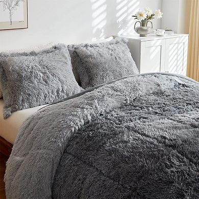Luxury Ultra Soft Faux Fur Comforter Set 3 Pieces Full/Queen - Ombre Gradient Design