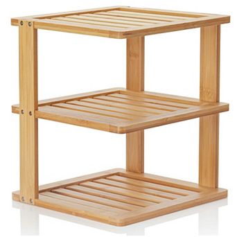 3 tier Bamboo Shelf: 10x10" 11.5" High, Multi-Use Organizer for Kitchen, Bathroom, Pantry