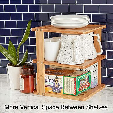 3-Tier Bamboo Shelf: 10x10" 11.5" High, Multi-Use Organizer for Kitchen, Bathroom, Pantry