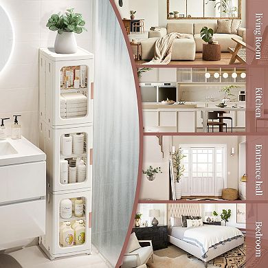 Adjustable Shelves Tall Skinny Cabinet for Bathroom, Kitchen, or Living Room - Space-Saving