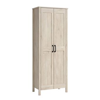 Tall Storage Cabinet with Adjustable Shelves - Rustic Chalk Oak Finish