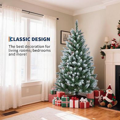 IDEALHOUSE Pre-lit Artificial Christmas Tree with Warm LED Lights and Pinecones