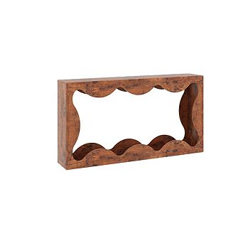 63 Inch Farmhouse Scalloped Console Table for Entryway, Narrow Wood Sofa Table Behind Couch