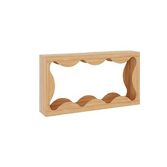 63 Inch Farmhouse Scalloped Console Table for Entryway, Narrow Wood Sofa Table Behind Couch