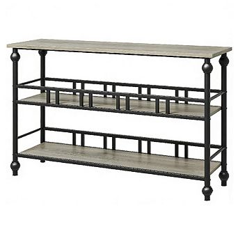 43" Rustic Console Table, 3 tier MDF & Iron Shelves for Entryway, Living Room, Hallway