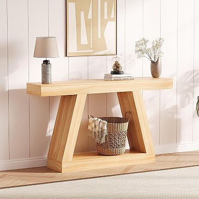 55in Long Console Table, Farmhouse Wooden Entryway Table Sofa Table Behind The Couch with Storage