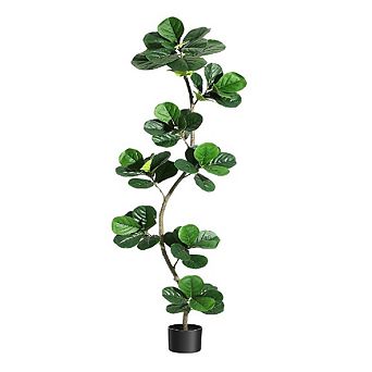 Artificial Fiddle Leaf Fig Tree in Black Nursery Planter for Home & Office Decor