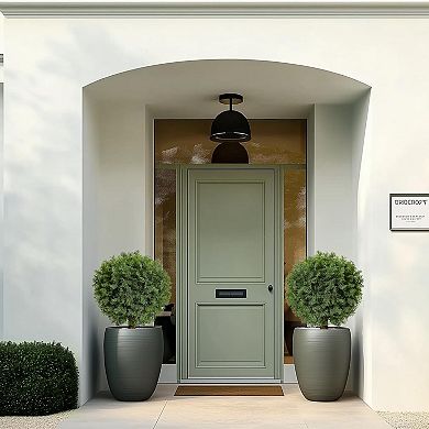 2-Pack Artificial Cedar Topiary Ball Trees in Black Pot for Indoor/Outdoor Porch Decor