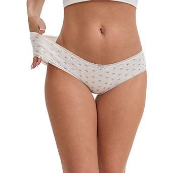 Women's Flower Print Mid-Waisted Full Coverage Briefs Elastic Breathable Cotton Underwear