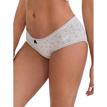 Women's Flower Print Mid-Waisted Full Coverage Briefs Elastic Breathable Cotton Underwear