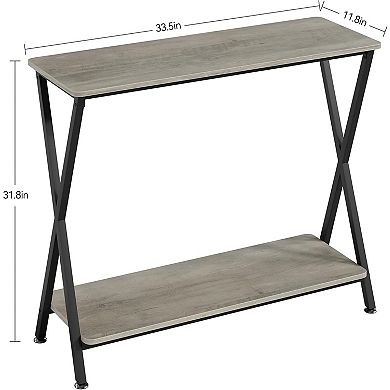 2-Tier Slim Console Table - Narrow Hallway, Entryway, Sofa or Display Side Table