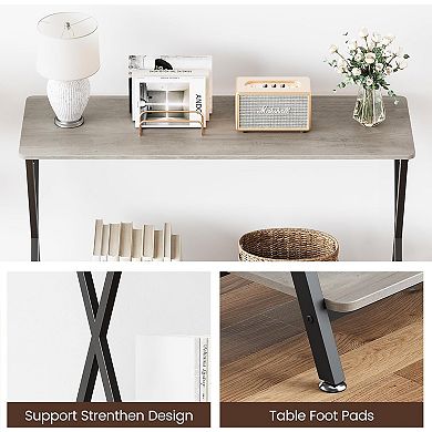 2-Tier Slim Console Table - Narrow Hallway, Entryway, Sofa or Display Side Table