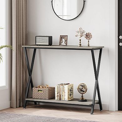 2-Tier Slim Console Table - Narrow Hallway, Entryway, Sofa or Display Side Table