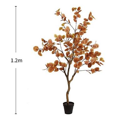 2-Pack Artificial Eucalyptus Fall Trees in Pot for Porch, Home & Office Decor