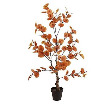 Artificial Eucalyptus Fall Tree in Pot for Thanksgiving, Porch & Home Decor