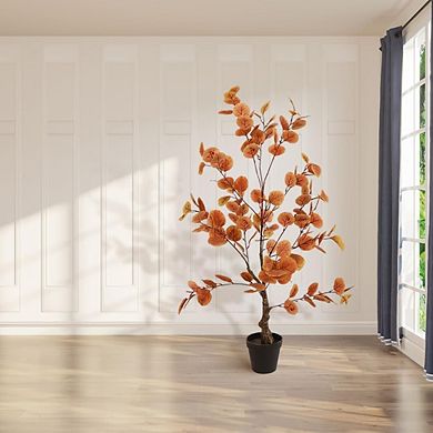 Artificial Eucalyptus Fall Tree in Pot for Thanksgiving, Porch & Home Decor